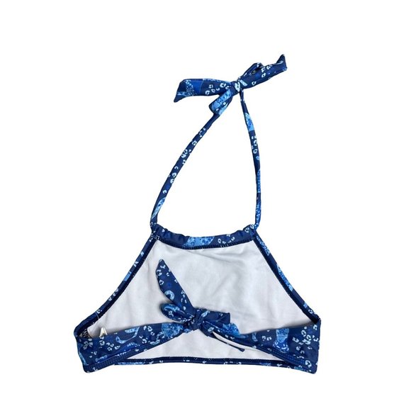 Snapper Rock Swim Top Youth Girls 7 8 Halter Blue Cheetah Animal Print - Picture 3 of 4